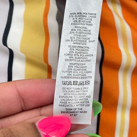 ASOS Swim Mix and Match High Waist Stripe Bottom with Black Bralette Top Size 8 - Picture 12 of 15